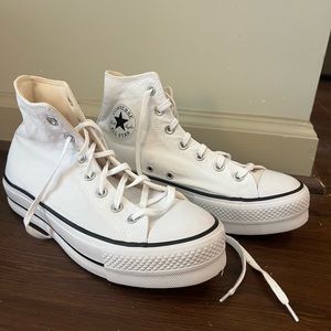 Platform High Top Converse, white, size 9